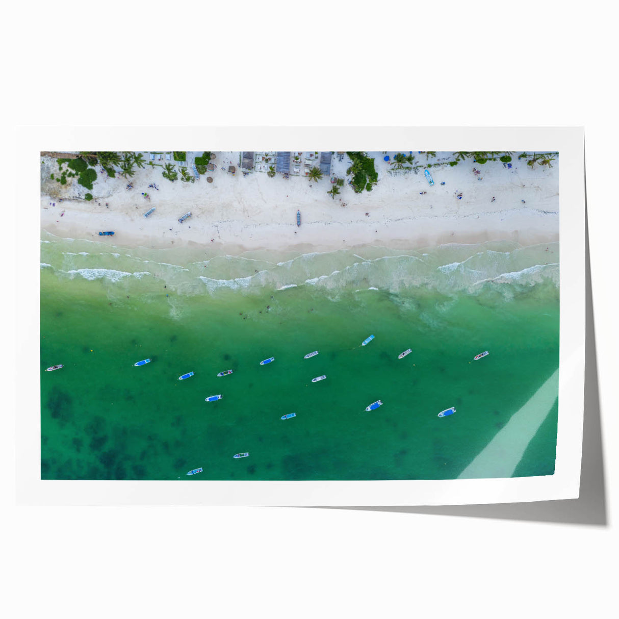 Extra large rolled print of Quintana Roo scenery with lush florals in vibrant greens and blues.