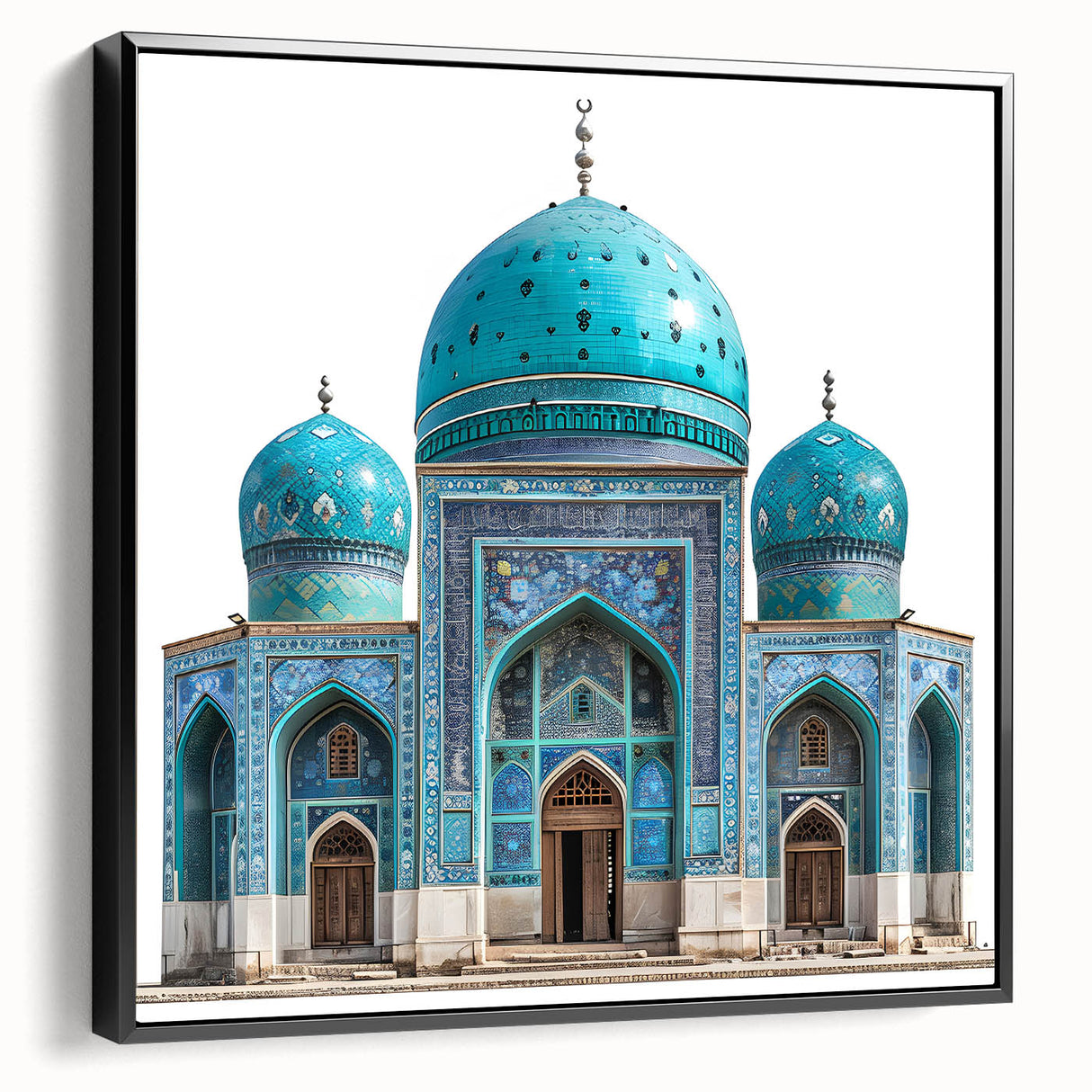 Black and white landscape art painting of a Middle Eastern scenery on framed canvas, suitable for bedroom decor.