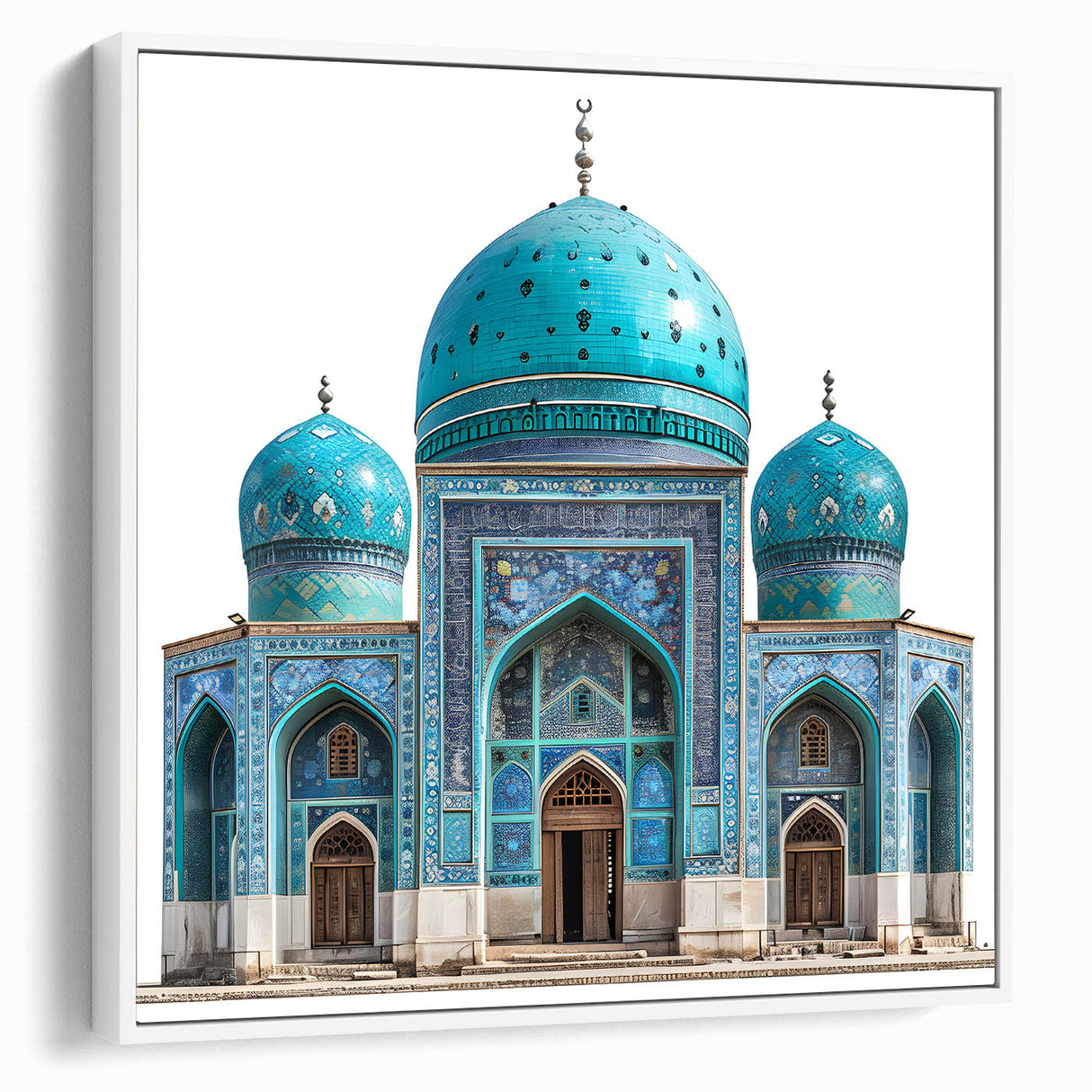 Vintage poster art of a Middle Eastern scene in vibrant colors on framed canvas, suitable for large living room walls.