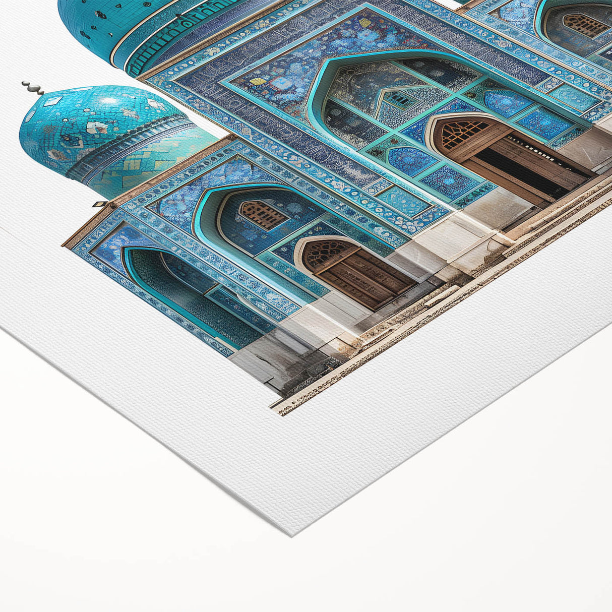 Art Deco poster featuring a Middle Eastern landscape in muted earth tones on rolled canvas, suitable for dining room decor.