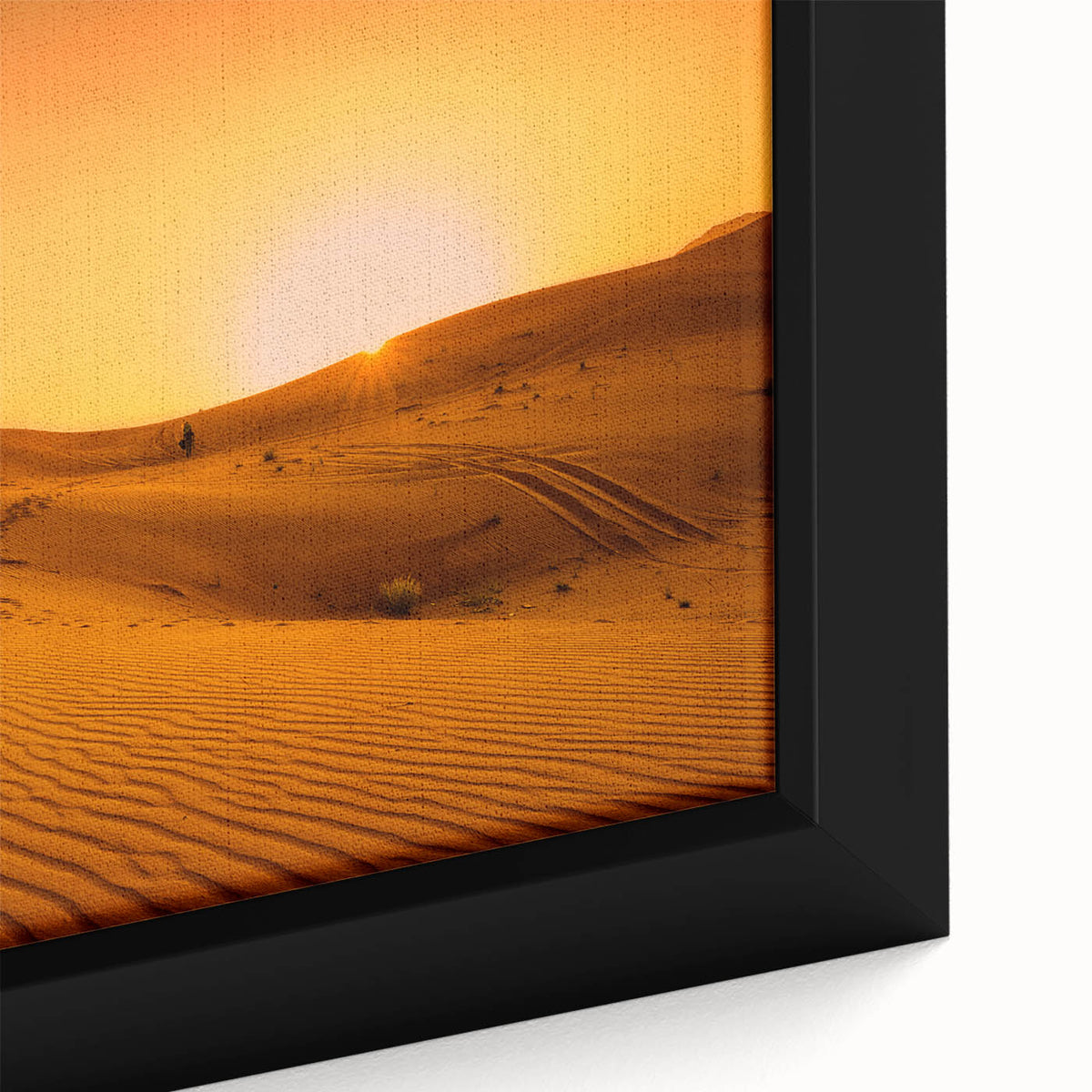 Extra large framed canvas featuring a textured portrayal of the Dubai skyline in black with colorful accents.