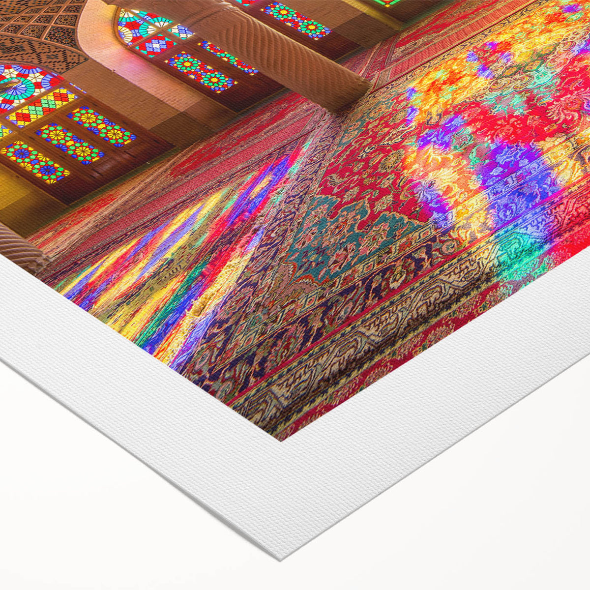Art deco poster of a Middle Eastern scenery in muted earth tones on rolled canvas, suitable for dining room wall art.