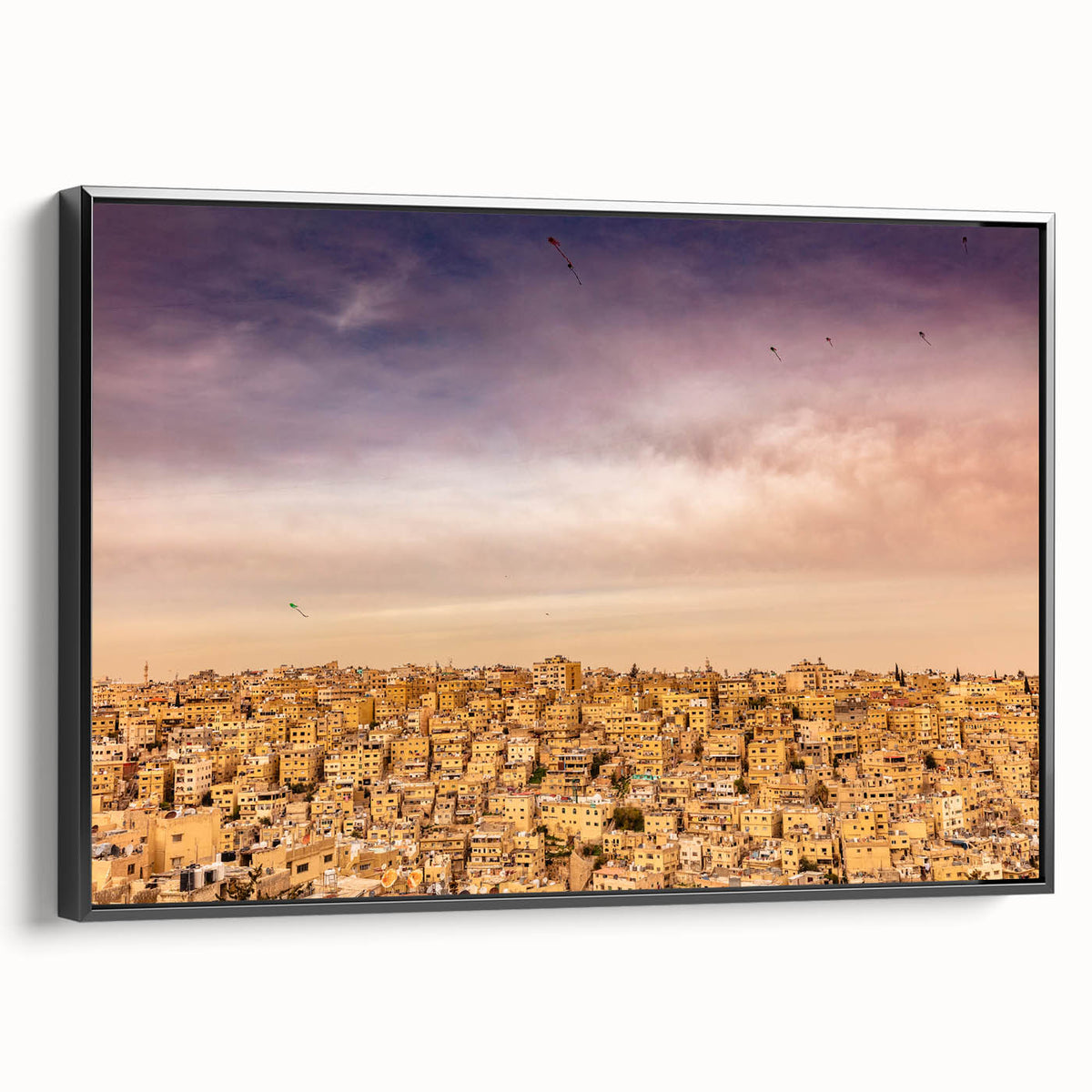 Black and white landscape art painting of Jordan on framed canvas, ideal for bedroom wall decor.