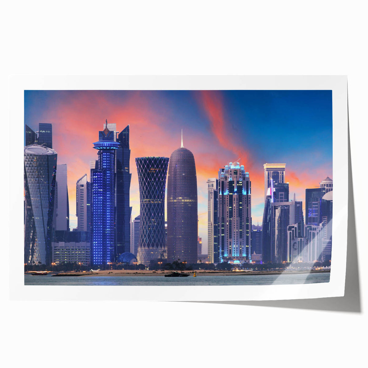 Extra large rolled print of a Middle Eastern Qatar scenery in muted earth tones, ideal for art wall dining room.
