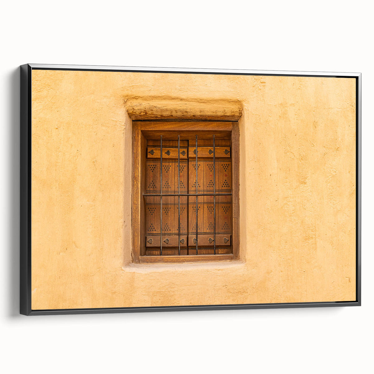 Black and white framed canvas of a vintage Saudi Arabia landscape, ideal for bedroom wall art.