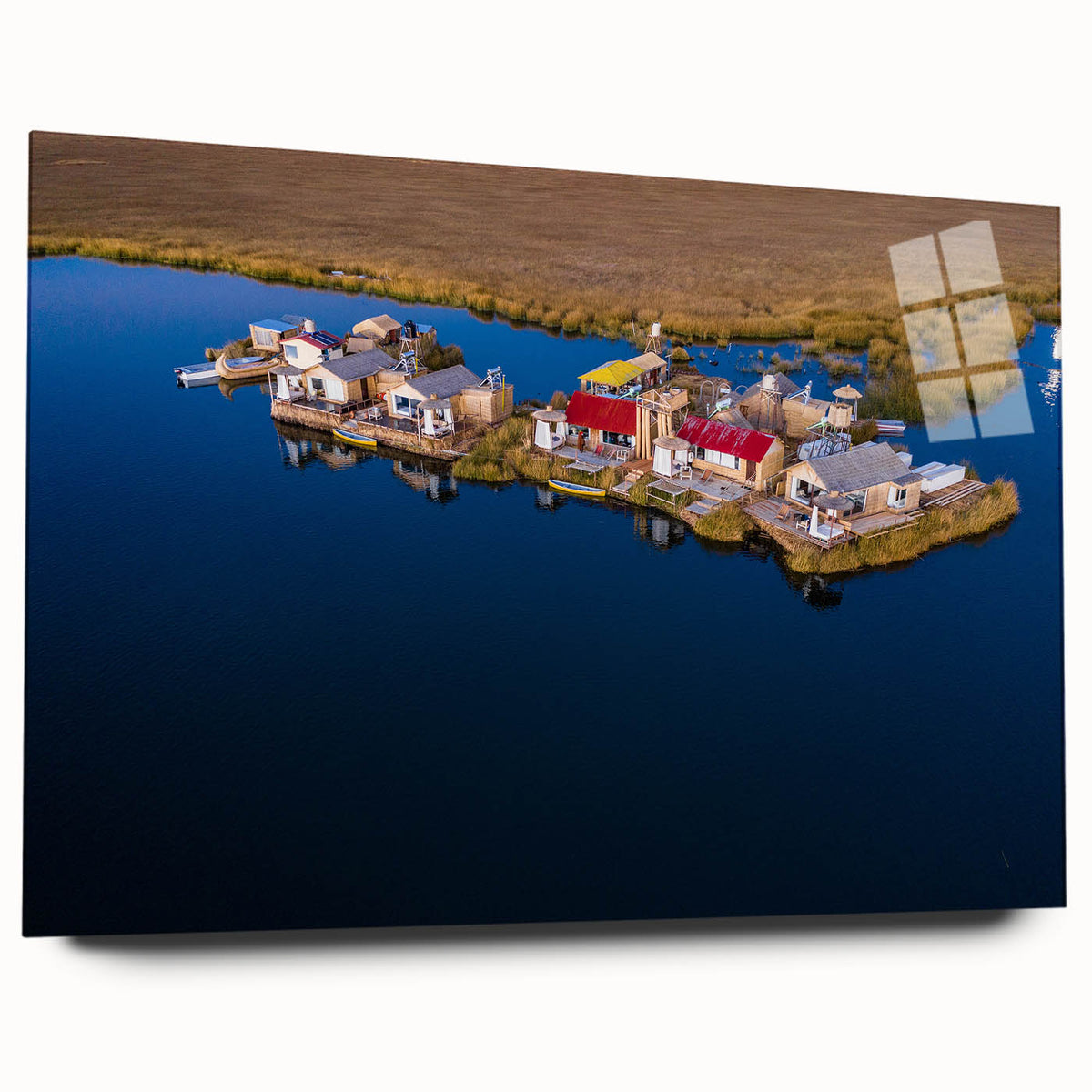 Acrylic print of a large abstract depiction of a South American scenery in earthy tones.