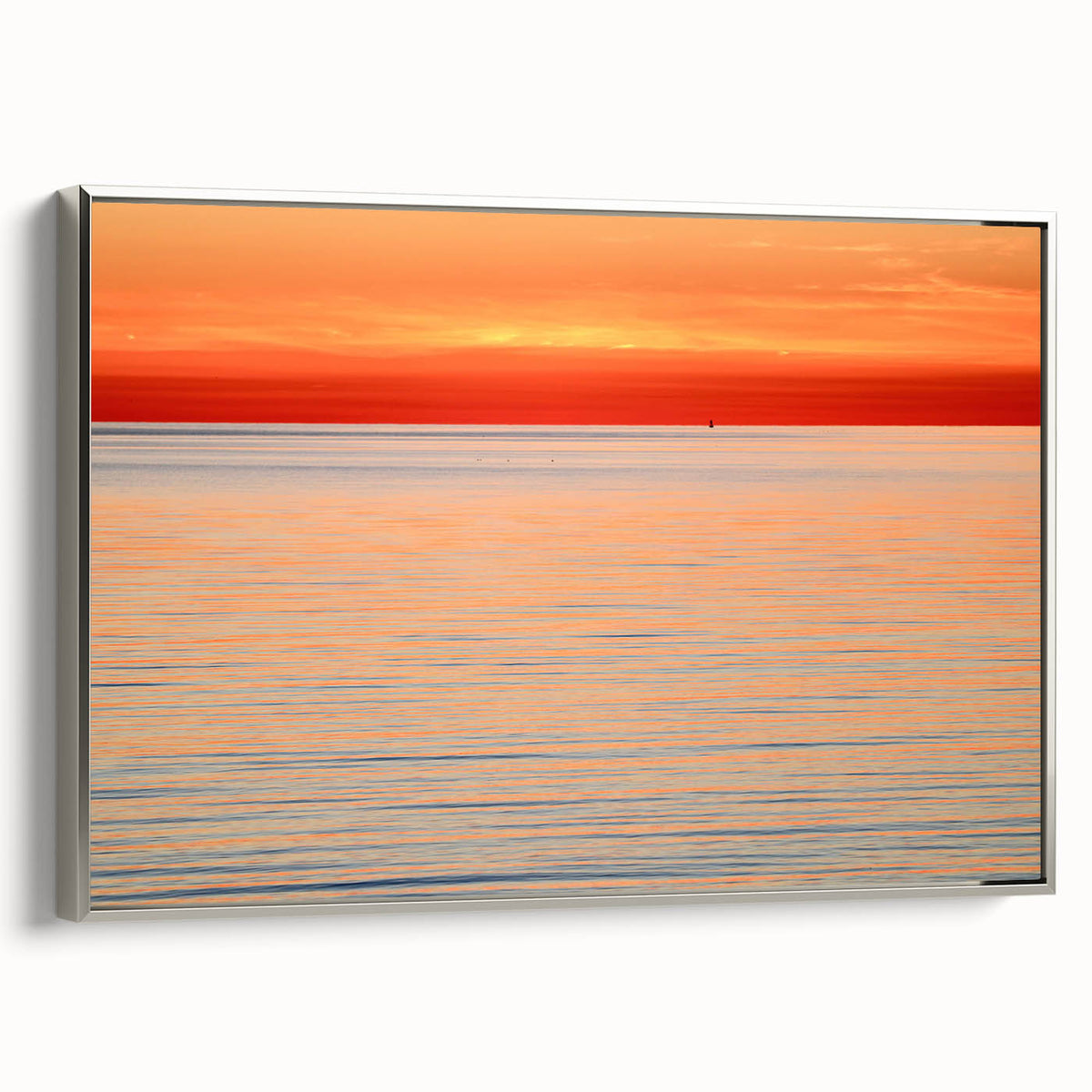 Landscape art painting of Nantucket with colorful vintage poster style on silver framed canvas, ideal for living room decor.