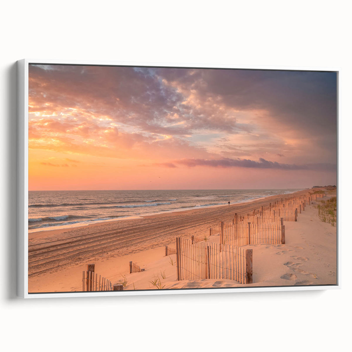 Vintage poster art of Outer Banks, North Carolina on framed canvas, featuring colorful art in extra large format.