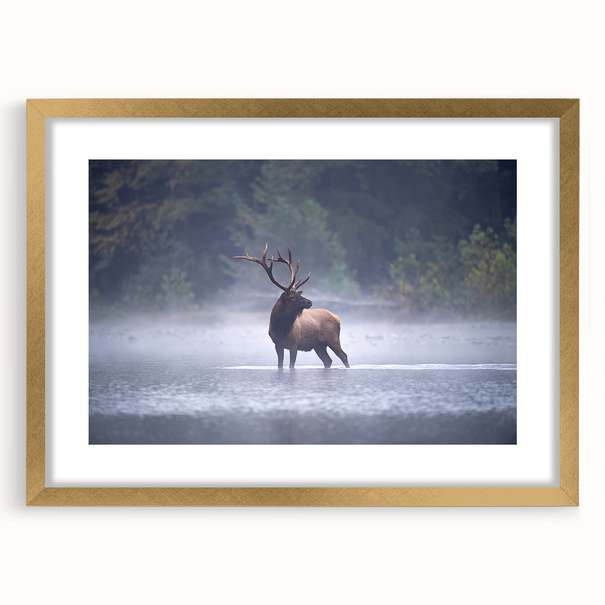 Extra large abstract art print of a textured Pennsylvania scenery in gold frame, ideal for living room decor.