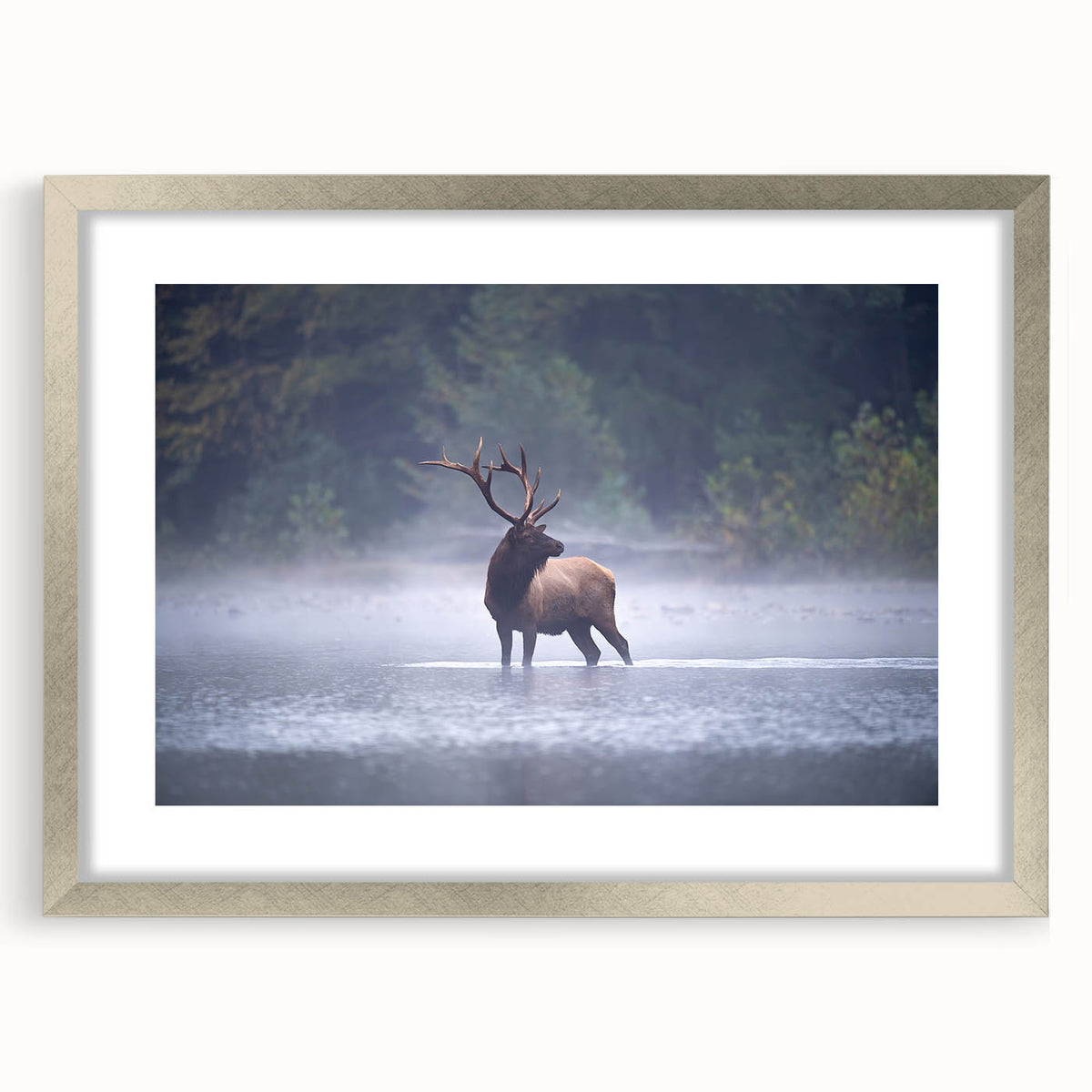 Textured abstract art print of Pennsylvania scenery in muted earth tones on a framed silver mat, ideal for bedroom art.