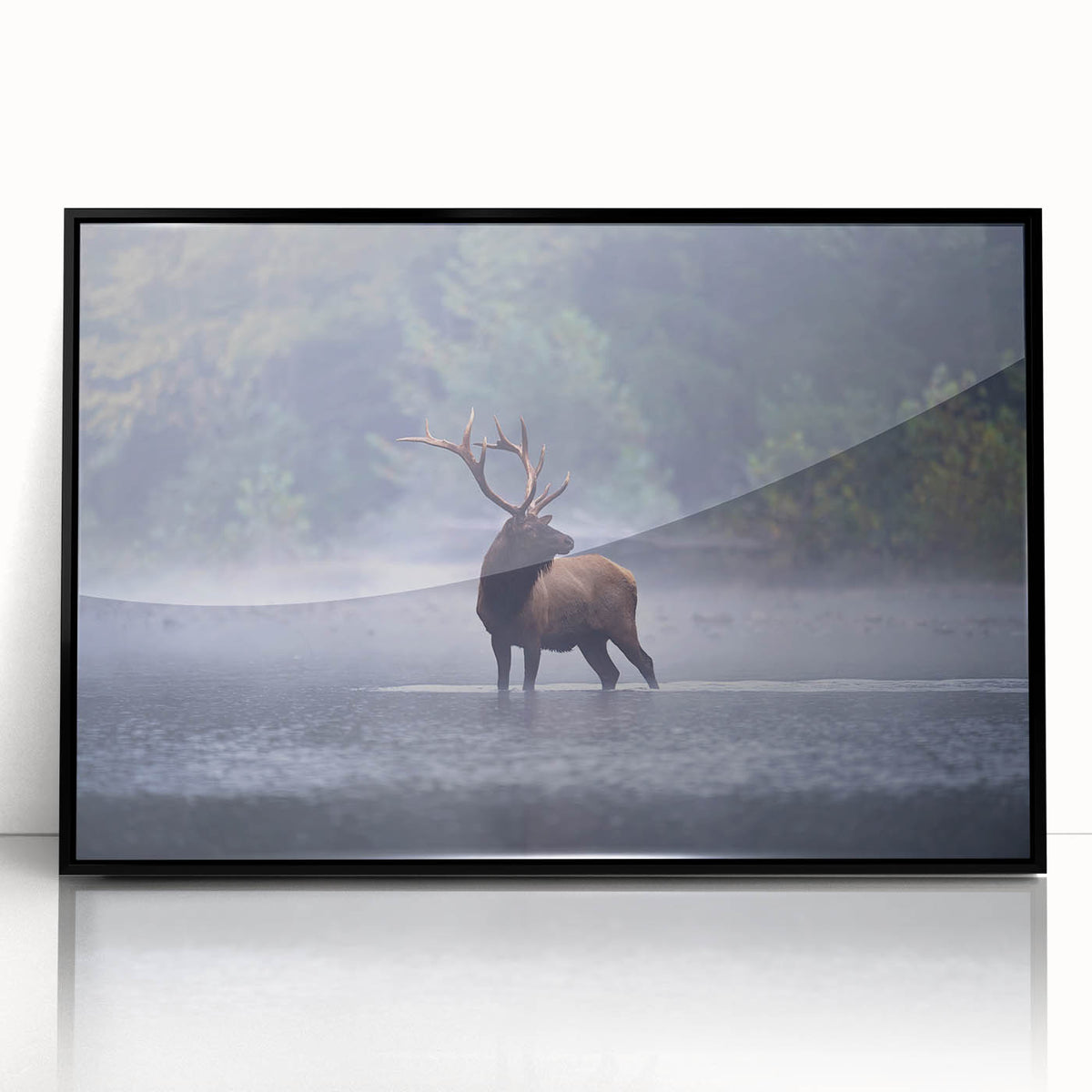 Large abstract wall art depicting a Pennsylvania scenery in muted earth tones on a framed acrylic.