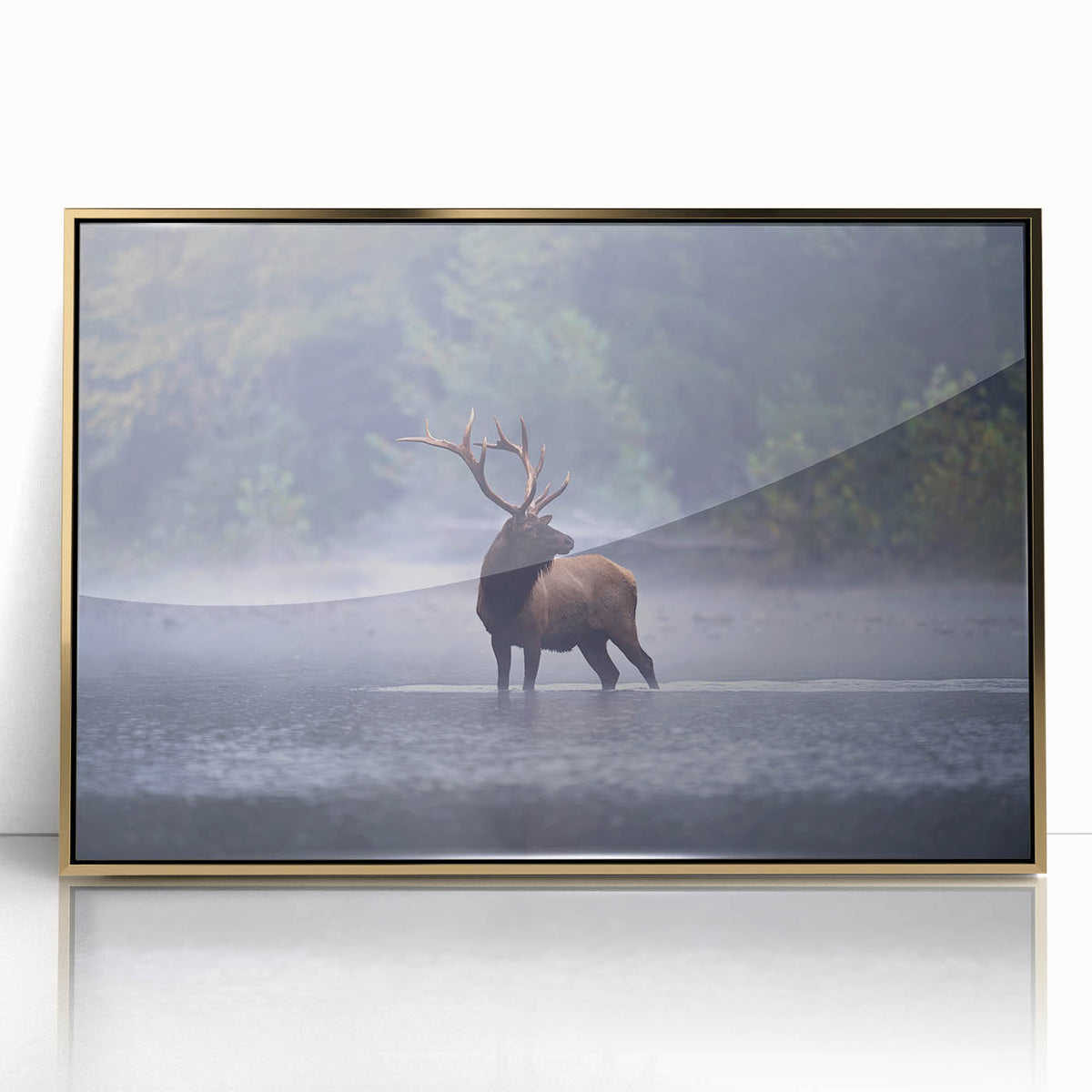 Framed acrylic print of a Pennsylvania landscape in gold tones, ideal for modern art wall decor.