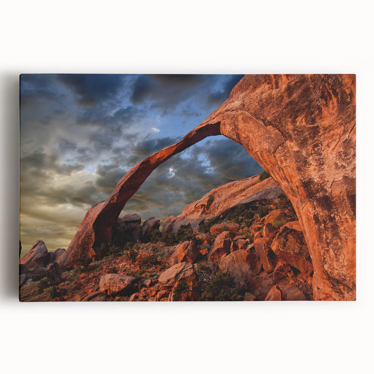 Black and white photograph of Arches National Park on large stretched canvas, suitable for kitchen wall art.