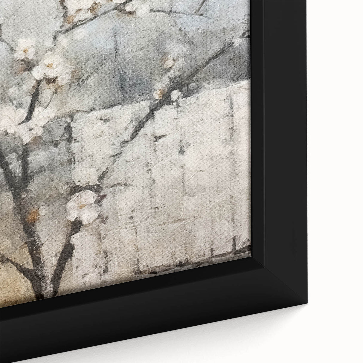 Close-up of vibrant abstract floral wall art on a framed canvas, showcasing intricate details and bold colors, perfect for modern home decor.