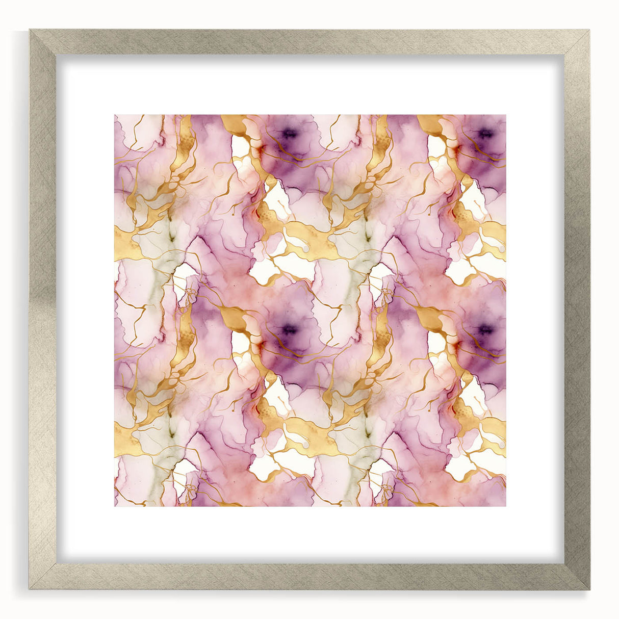 Abstract strokes wall art framed in silver with a white mat, showcasing vibrant colors and dynamic brushstrokes, perfect for modern home decor.