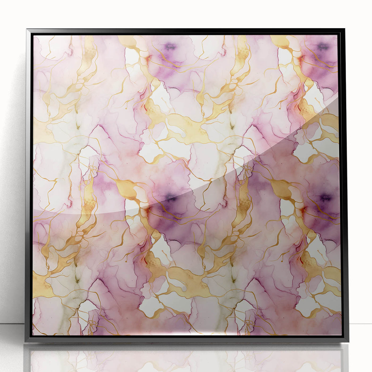 Framed acrylic wall art featuring abstract strokes in black and white, showcasing modern design elements and a sleek front view, perfect for contemporary home decor.