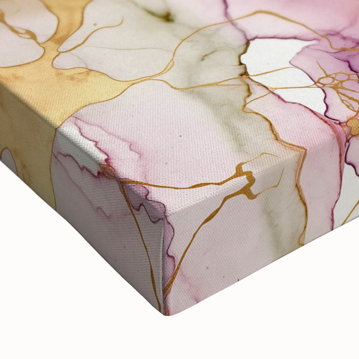 Close-up of an abstract strokes wall art design on stretched canvas, showcasing vibrant colors and dynamic brushwork, ideal for modern home decor.