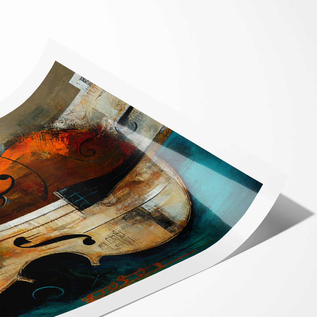 Abstract figurative wall art print showcasing vibrant colors and dynamic shapes, rolled and ready for framing, perfect for modern home decor.