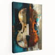 Abstract figurative wall art on a stretched canvas, showcasing vibrant colors and dynamic shapes, perfect for modern home decor or artistic spaces.