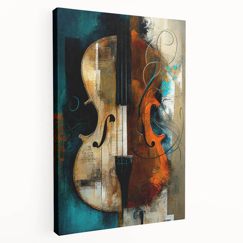Abstract figurative wall art on a stretched canvas, showcasing vibrant colors and dynamic shapes, perfect for modern home decor or artistic spaces.