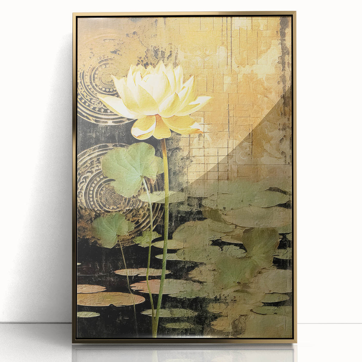 Framed abstract floral wall art featuring vibrant colors and gold accents, perfect for modern decor. Ideal for adding elegance and style to any room.