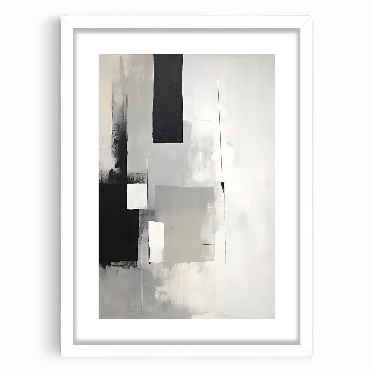 Framed and Canvas Dining Room Art - Black & White Abstract Print