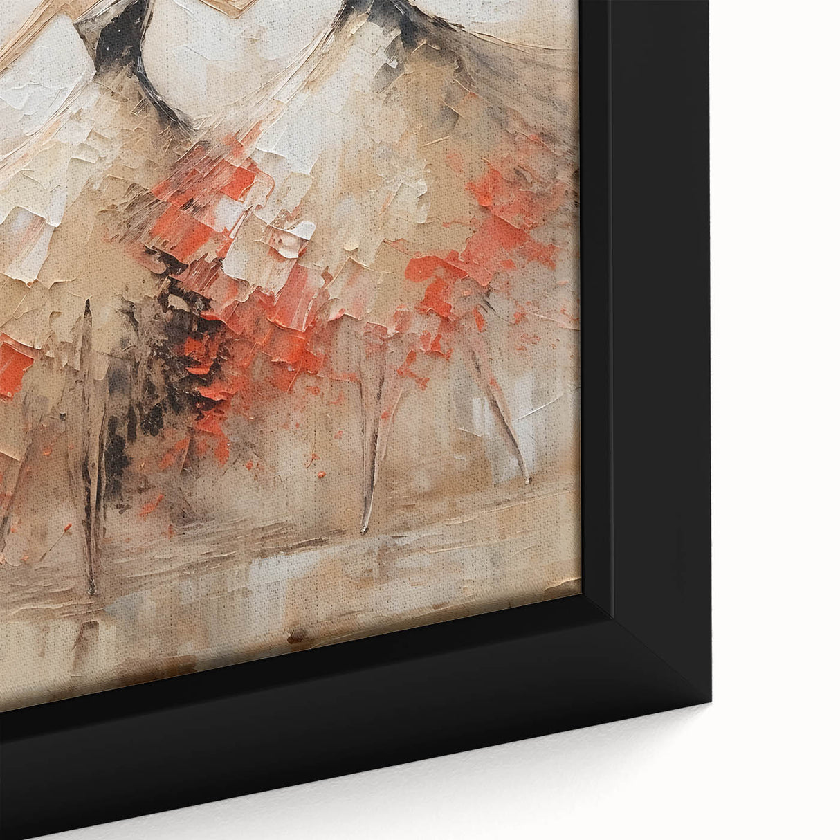 Close-up of a framed abstract figurative wall art piece showcasing vibrant colors and intricate patterns, perfect for modern home decor. Ideal for enhancing aesthetic appeal in living spaces.