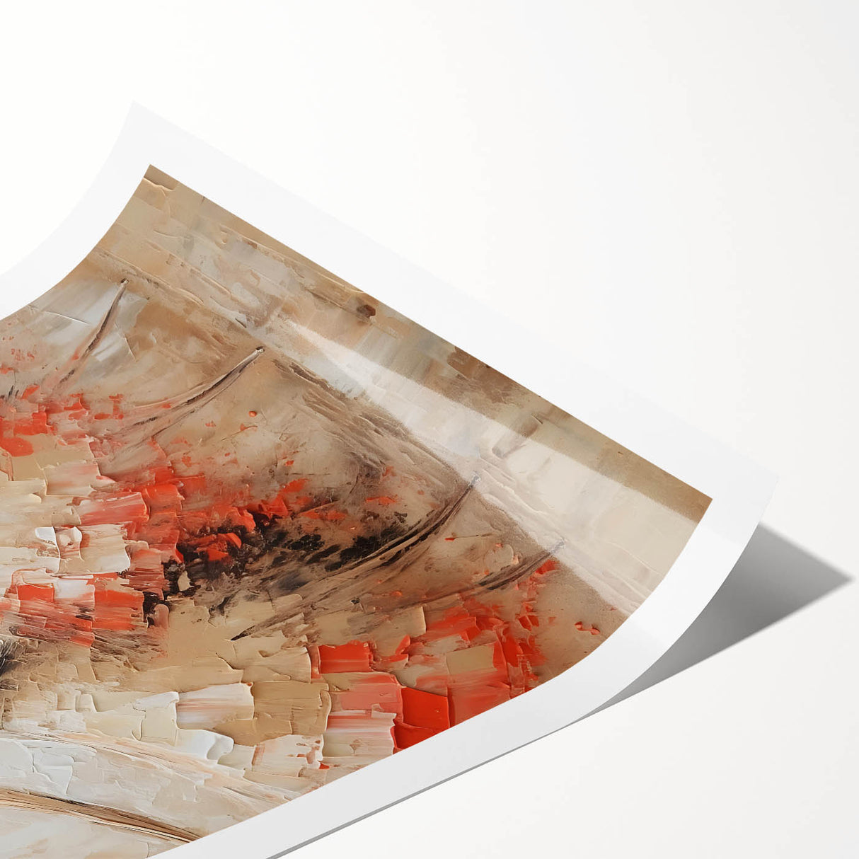 Abstract figurative wall art print showcasing vibrant colors and dynamic shapes, rolled neatly and ready for display, highlighting modern artistic expression.