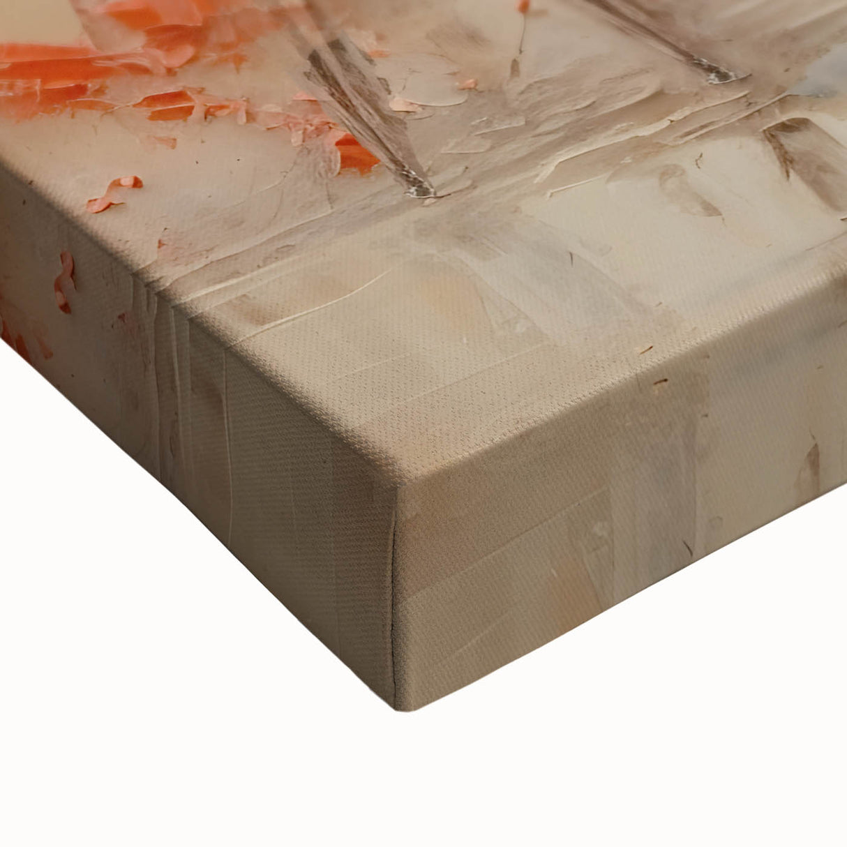 Close-up of an abstract figurative wall art piece on stretched canvas, showcasing vibrant colors and intricate details, perfect for modern home decor.