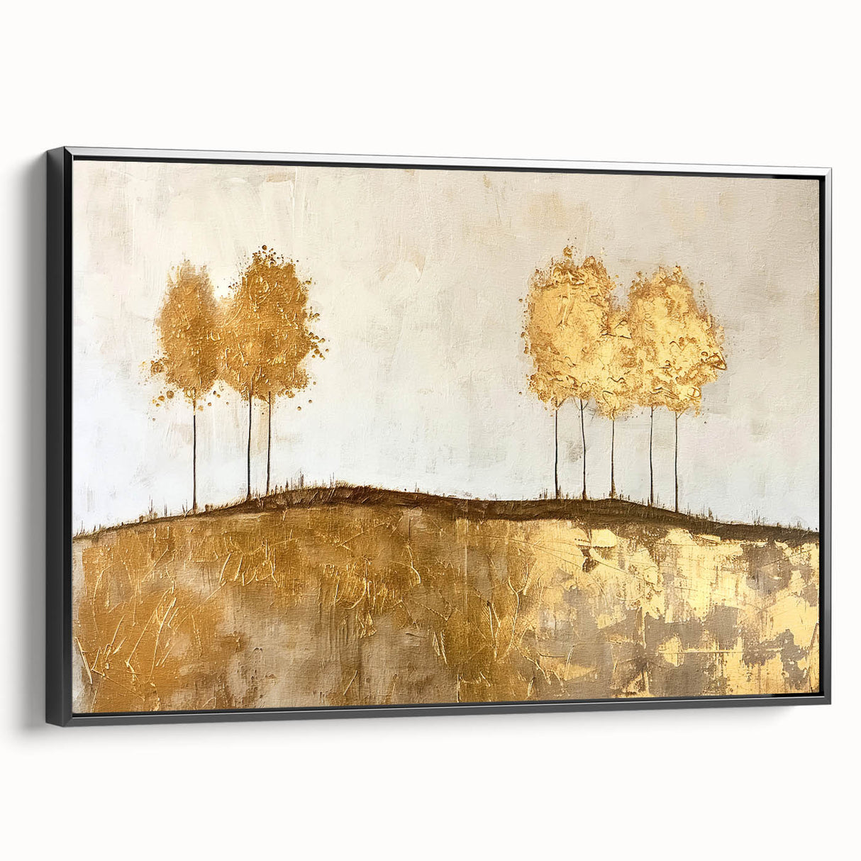 Framed abstract landscape wall art showcasing a black side view, featuring vibrant colors and intricate patterns, perfect for modern home decor. Ideal for adding a contemporary touch to living spaces.