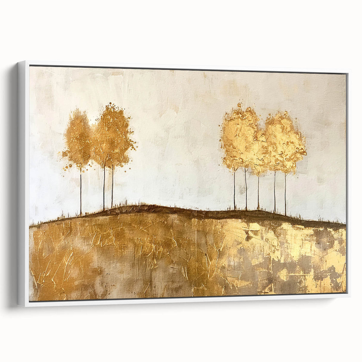 Framed abstract landscape wall art showcasing a serene blend of blues and greens, set against a white background, perfect for modern home decor.