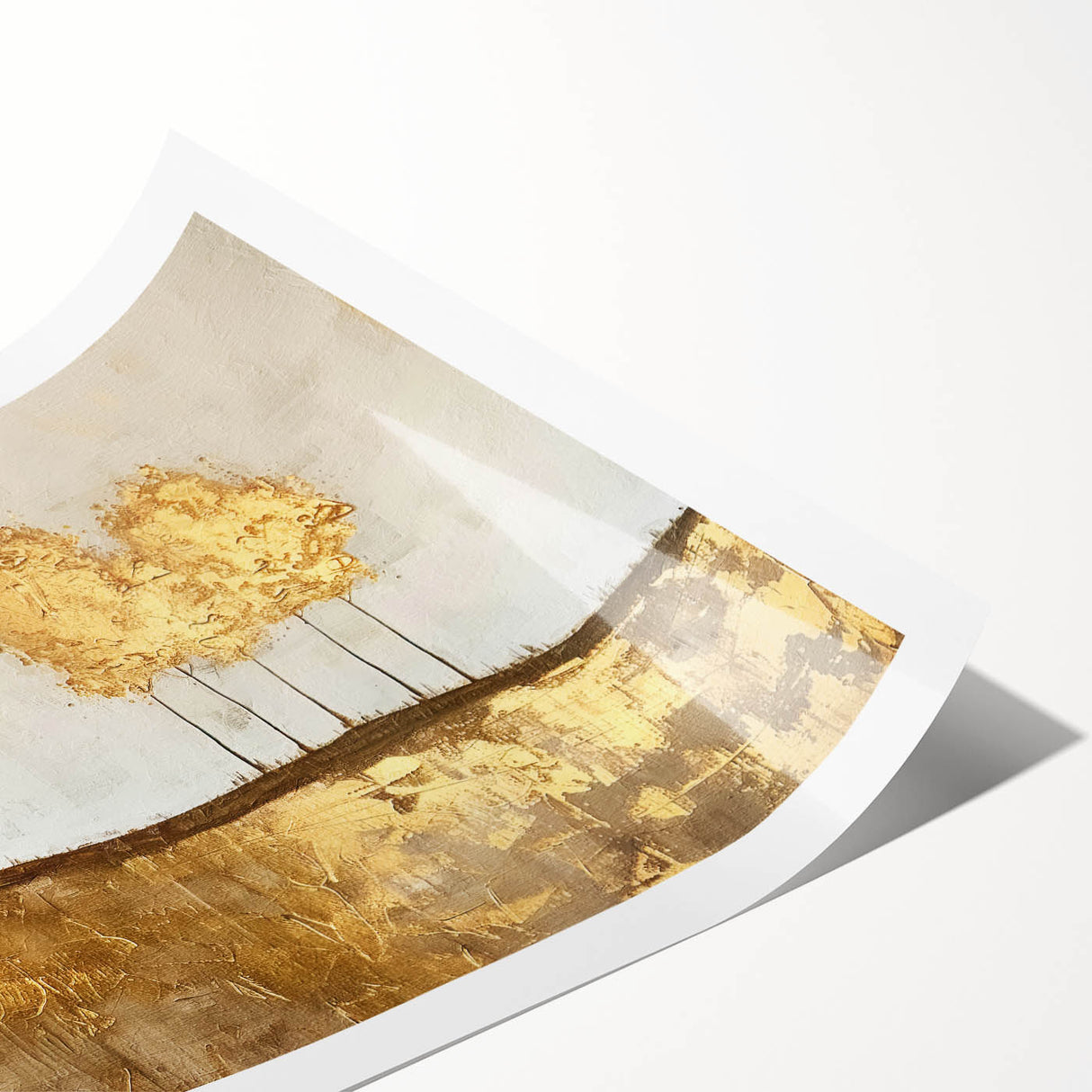 Abstract landscape wall art print showcasing vibrant colors and fluid shapes, perfect for modern decor. This rolled artwork adds a creative touch to any interior space.