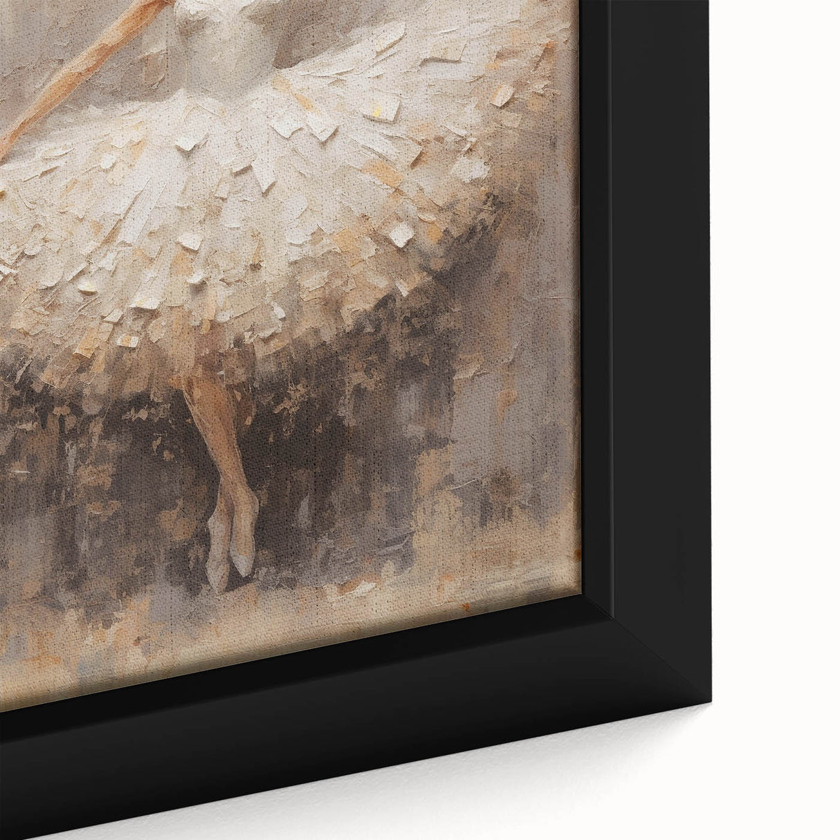 Close-up of an abstract figurative wall art piece, showcasing vibrant colors and intricate details on a framed canvas, perfect for modern home decor.