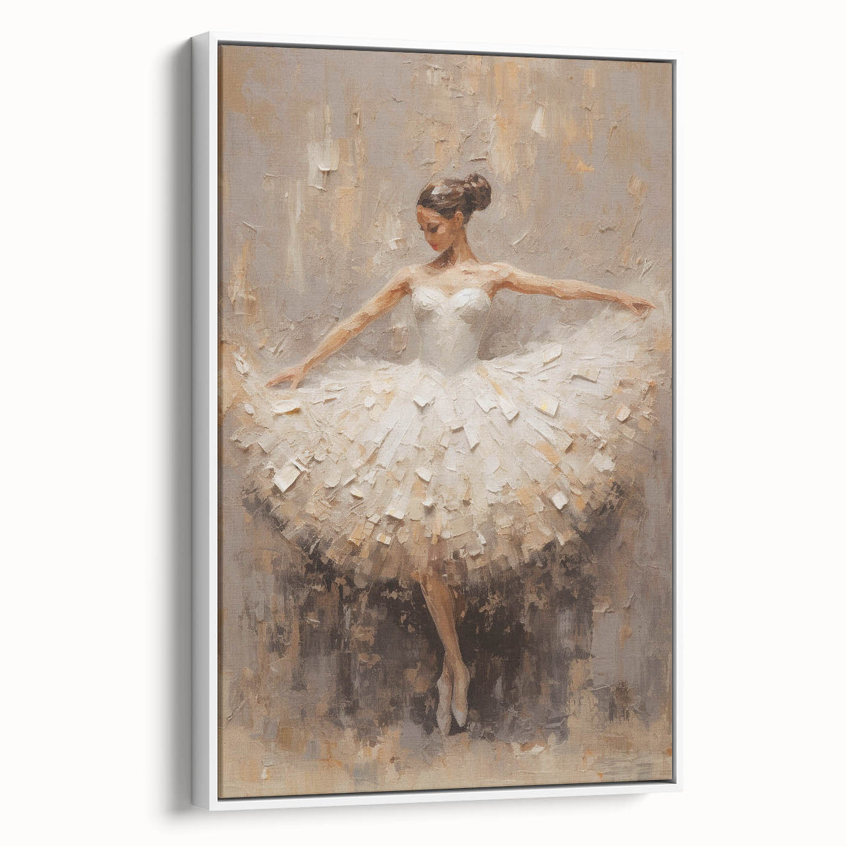 Framed abstract figurative wall art in a striking white setting, showcasing bold colors and dynamic shapes, ideal for modern home decor and artistic expression.