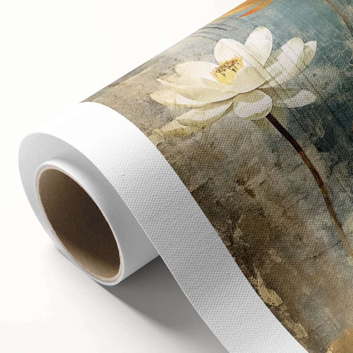 Abstract floral wall art printed on rolled canvas, showcasing vibrant colors and intricate designs, perfect for modern home decor or artistic accents.