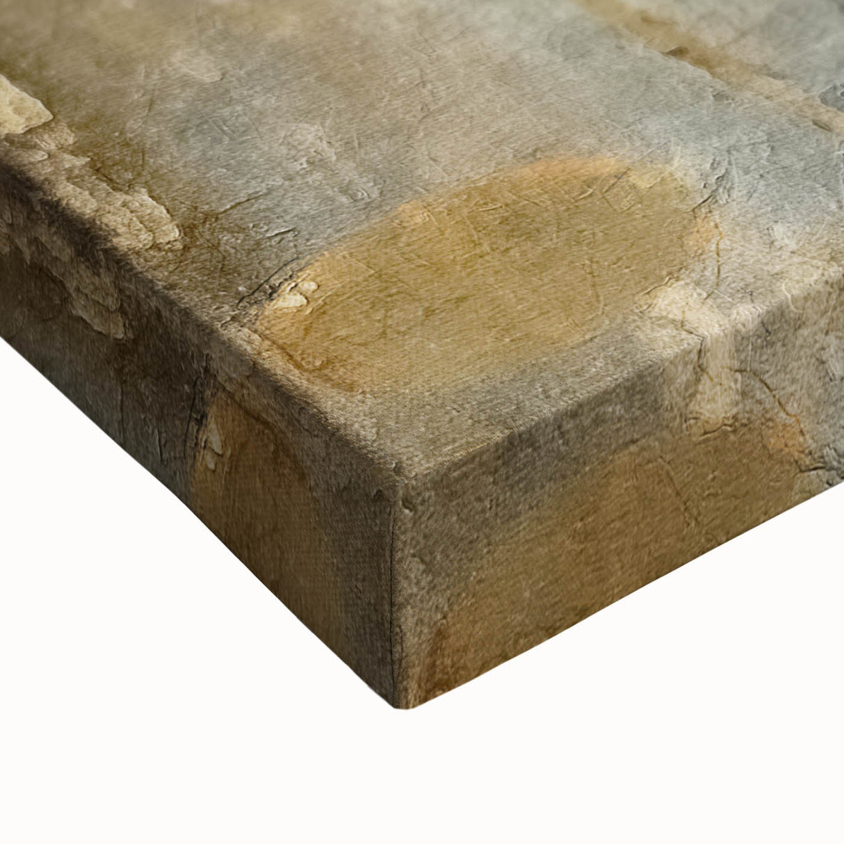 Close-up of an abstract floral wall art design on stretched canvas, showcasing vibrant colors and intricate details, perfect for modern home decor.