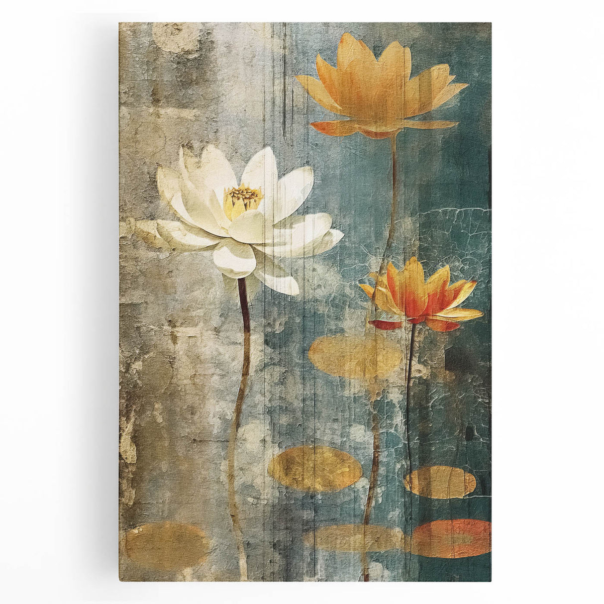 Vibrant abstract floral wall art on stretched canvas, showcasing bold colors and intricate patterns, ideal for modern home decor and artistic accents.