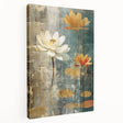 Stretched canvas wall art showcasing abstract florals in vibrant colors, displayed from a side view to emphasize its depth and texture, perfect for home decor.