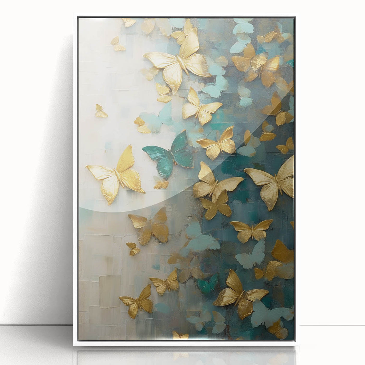 Framed abstract figurative wall art featuring a modern design in white acrylic, displayed from a front view, perfect for contemporary home decor.
