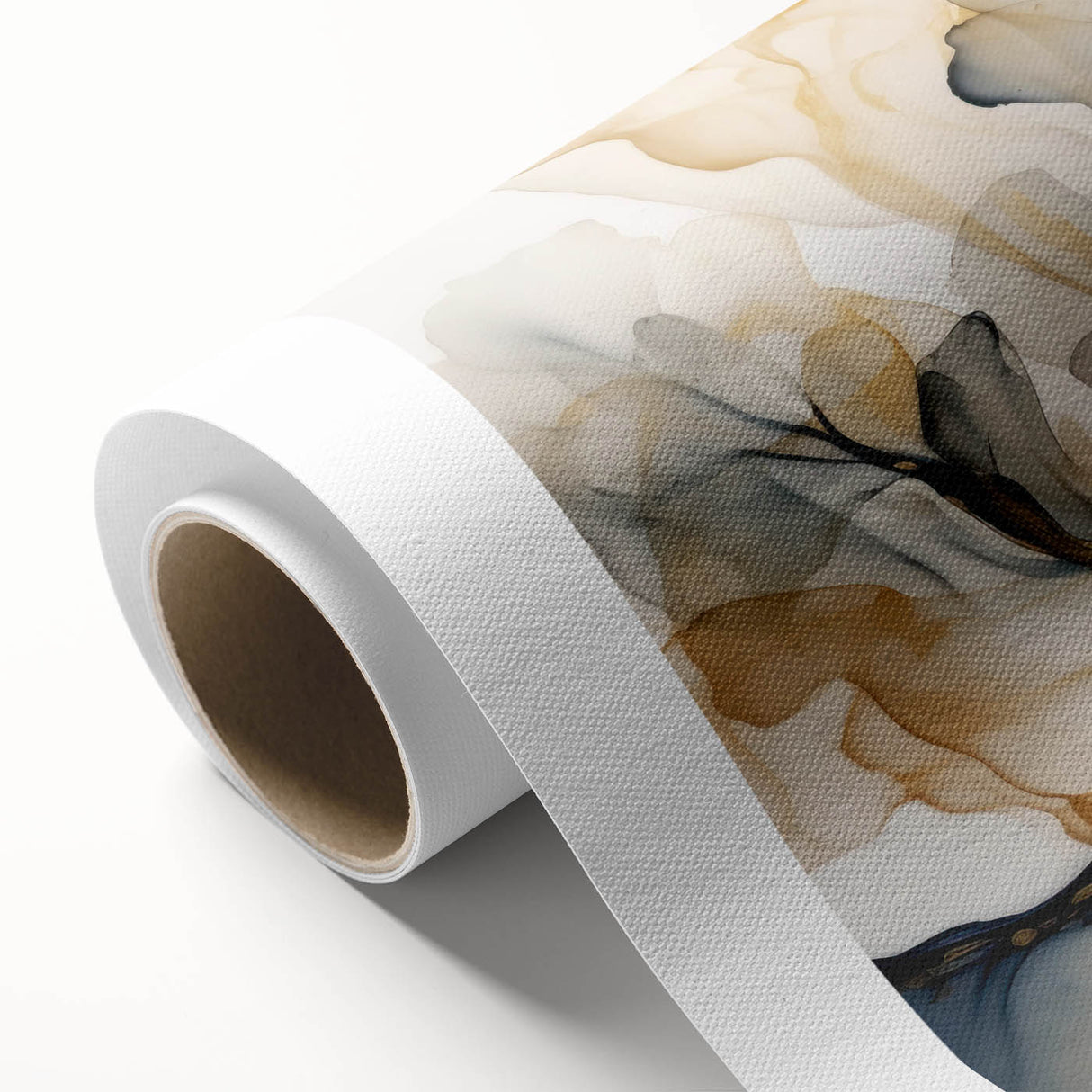 Abstract floral wall art on rolled canvas showcases vibrant colors and intricate patterns, perfect for modern home decor. Packaged securely in a cardboard tube.