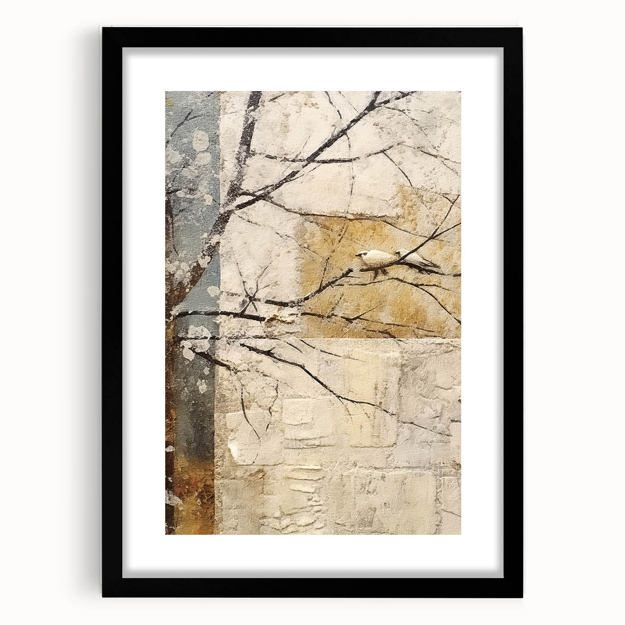 Abstract floral wall art in a black frame, featuring vibrant colors and intricate designs, perfect for enhancing modern home decor with elegance.