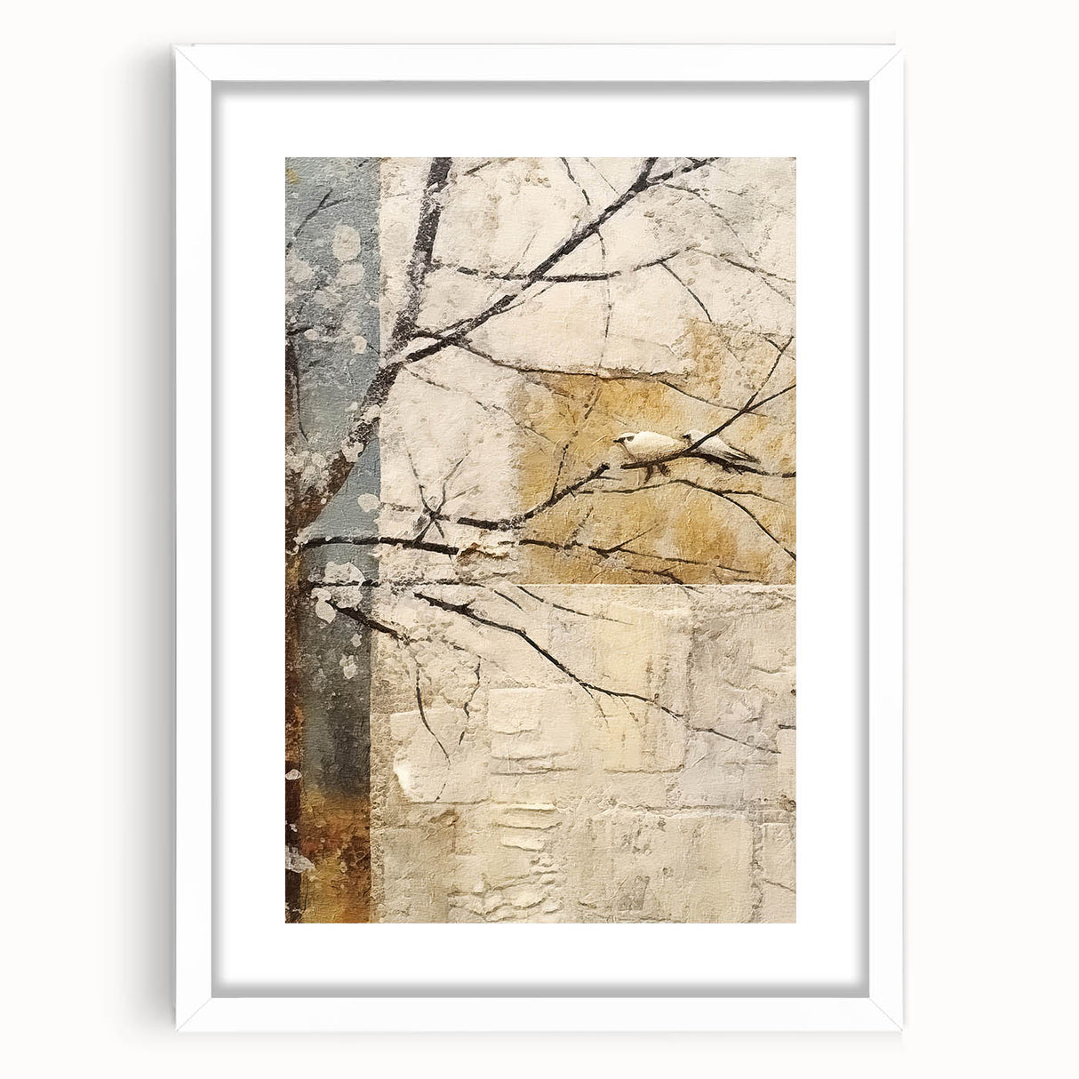 Abstract floral wall art in a white frame with matting, showcasing vibrant colors and intricate patterns, perfect for enhancing home decor aesthetics.