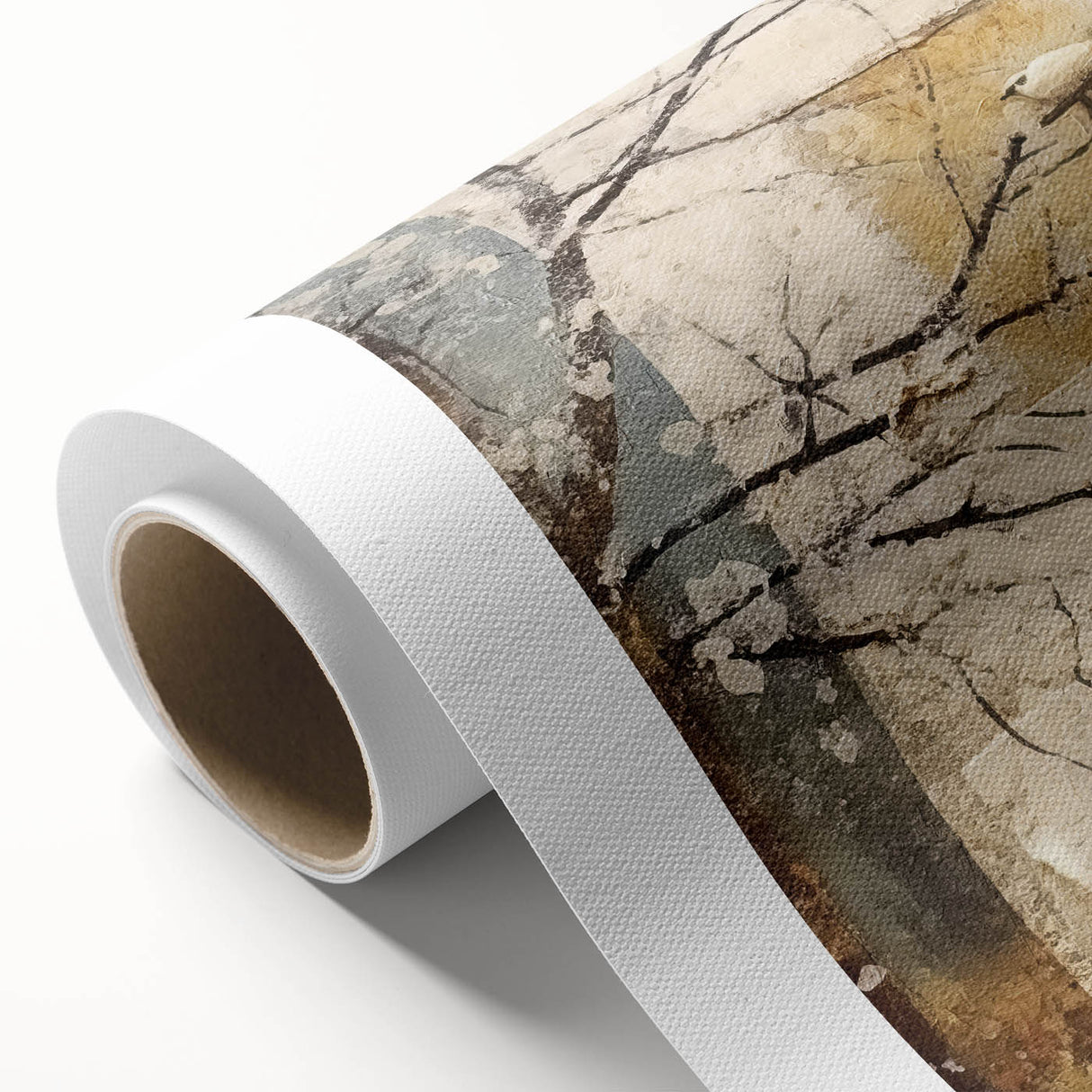 Abstract floral wall art on rolled canvas, showcasing vibrant colors and intricate patterns, ideal for enhancing modern home decor. Packaged in a protective cardboard tube for safe delivery.