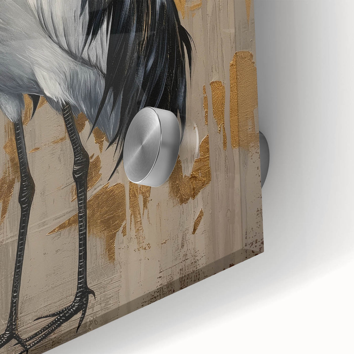 Close-up of abstract figurative wall art featuring vibrant colors and fluid shapes, designed for modern decor, presented on acrylic glass for a sleek finish.