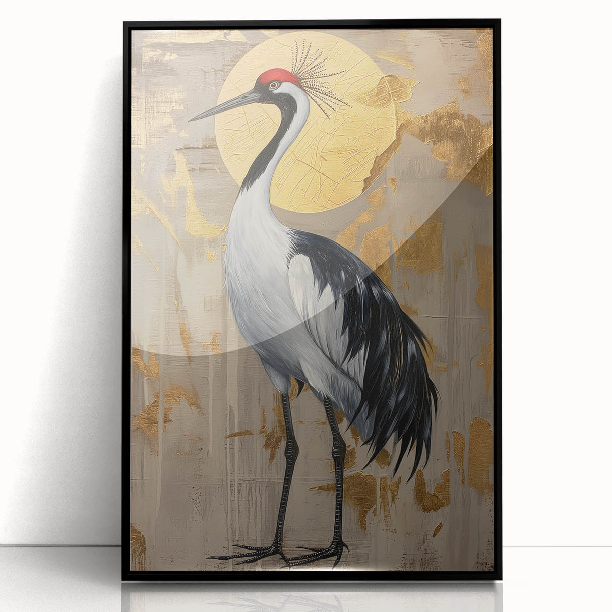 Framed abstract figurative wall art featuring bold colors and dynamic shapes, presented in a sleek black frame. Ideal for modern home decor, this piece adds a touch of sophistication and creativity to any space.