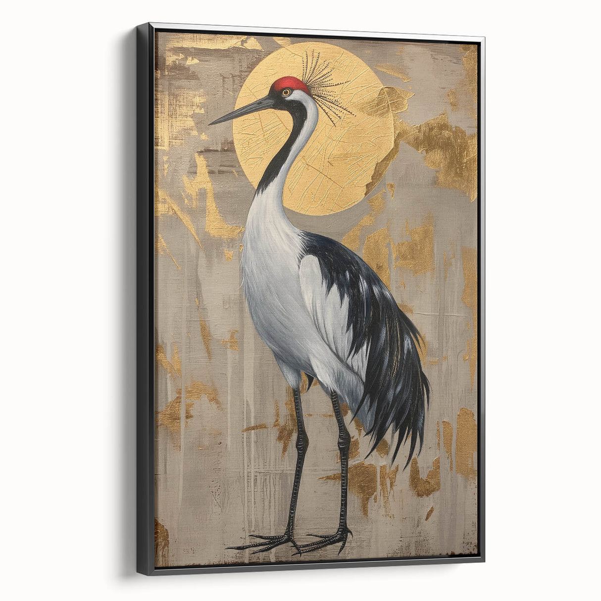 Framed abstract figurative wall art featuring bold black tones and intricate shapes, displayed in a stylish side view, perfect for modern home decor.