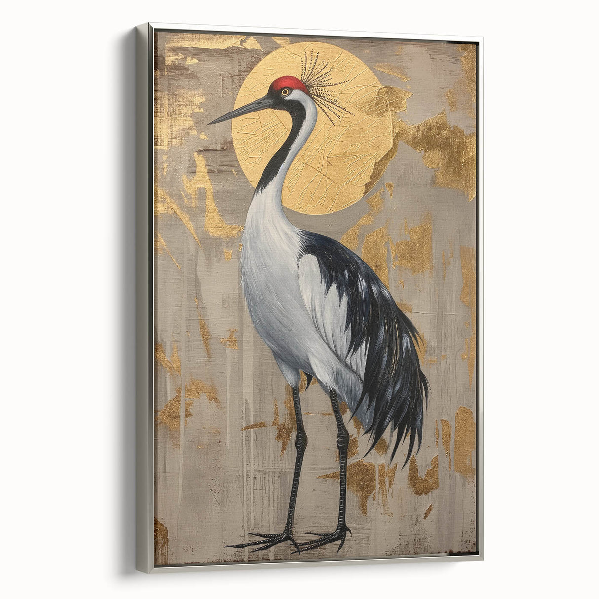 Abstract figurative wall art framed in silver showcasing dynamic shapes and vibrant colors, adding a modern touch to any interior decor. Perfect for contemporary art lovers.