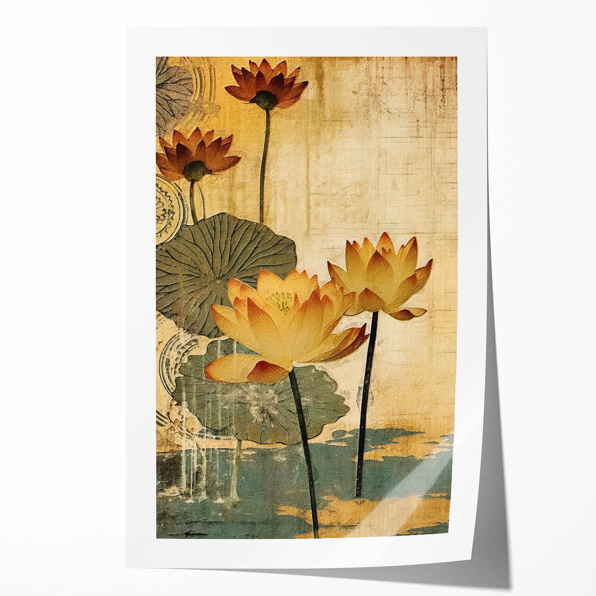 Abstract floral wall art print showcasing vibrant colors and intricate designs, ideal for modern home decor. Printed on high-quality material for durability and visual appeal.