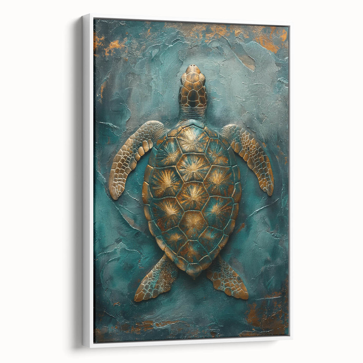 Framed abstract figurative wall art in a sleek white frame, showcasing vibrant colors and unique shapes, ideal for modern home decor.