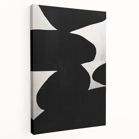 Modern Black & White Dining Room Wall Art - Abstract Canvas Print